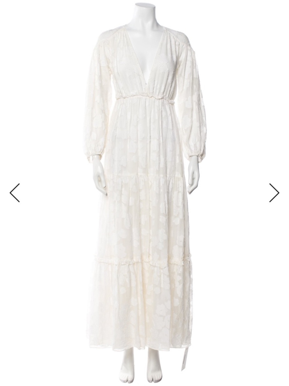 Ulla Johnson Ivory Maxi Lace V-Neck Dress